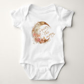 Over the moon gouden bloemig baby shower baby romper (Voorkant)