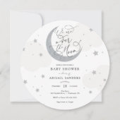 Over the Moon Gray Baby shower Invitation Kaart (Voorkant)