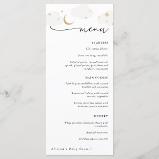 Over the Moon Grijs en Goud Baby shower Menu