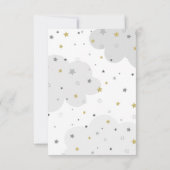 Over the Moon Grijze Gouden Sterren Baby shower Bedankkaart (Achterkant)