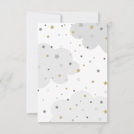 Over the Moon Grijze Gouden Sterren Baby shower Bedankkaart (Achterkant)