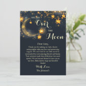 Over the moon grillig neutraal Baby shower Bedankkaart (Staand voorkant)