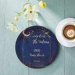 Over the Moon hemelse Baby shower gedrukt Papieren Bordje<br><div class="desc">Over the Moon hemelboog sterrennacht Baby shower gepersonaliseerde monogram gedrukt papier borden sjabloon. Genderneutraal hemels baby shower thema baby shower servies tafeldecoratie.</div>