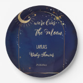 Over the Moon hemelse Baby shower gedrukt Papieren Bordje (Voorkant)