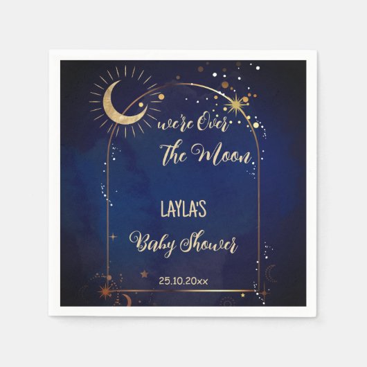 Over the Moon hemelse Baby shower gedrukt Servet (Voorkant)