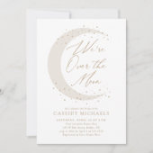 Over the Moon Ivoor en Goud Vrijgezellenfeest Kaart (Voorkant)