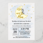 Over The Moon | Jongens Baby Shower Echt Folie Uitnodiging (Voorkant)