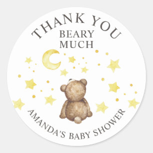 Over The Moon Knuffelbeer Baby Shower Ronde Sticker