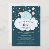Over the Moon Love Baby shower Invitation Kaart (Voorkant)