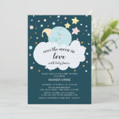Over the Moon Love Baby shower Invitation Kaart (Staand voorkant)