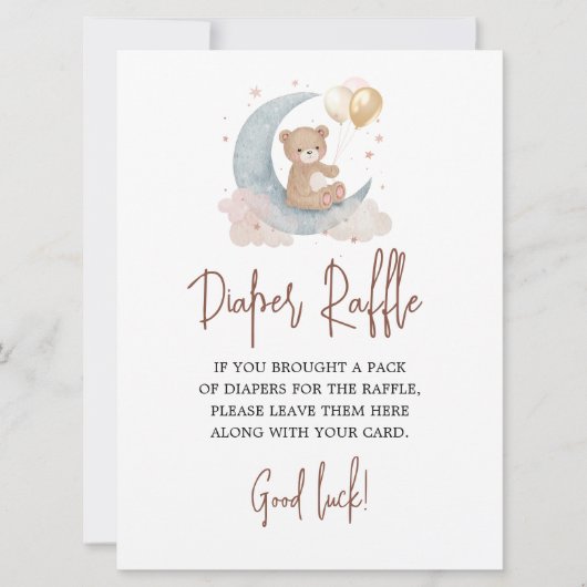 Over the Moon Luier Raffle Game Kaart Teddy Bear (Voorkant)