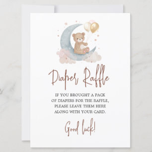 Over the Moon Luier Raffle Game Kaart Teddy Bear