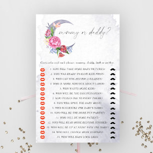 Over the Moon - mama of pappa baby shower spel