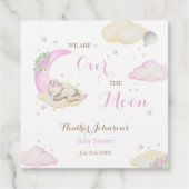 Over The Moon Meisje Beer Baby shower Bedankjes Labels (Achterkant)