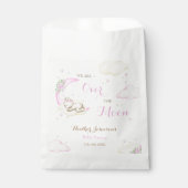 Over The Moon Meisje Beer Baby shower Bedankzakje (Voorkant)