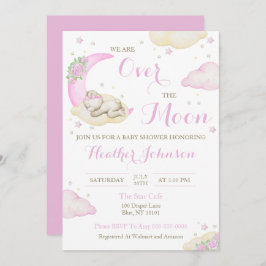 Over The Moon Meisje Beer Baby shower Kaart
