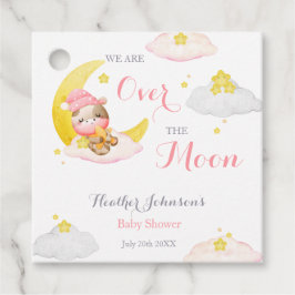 Over The Moon Meisje Koe Baby shower Bedankjes Labels