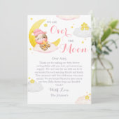 Over The Moon Meisje Koe Baby shower Bedankkaart (Staand voorkant)
