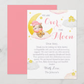 Over The Moon Meisje Koe Baby shower Bedankkaart (Voorkant / Achterkant)