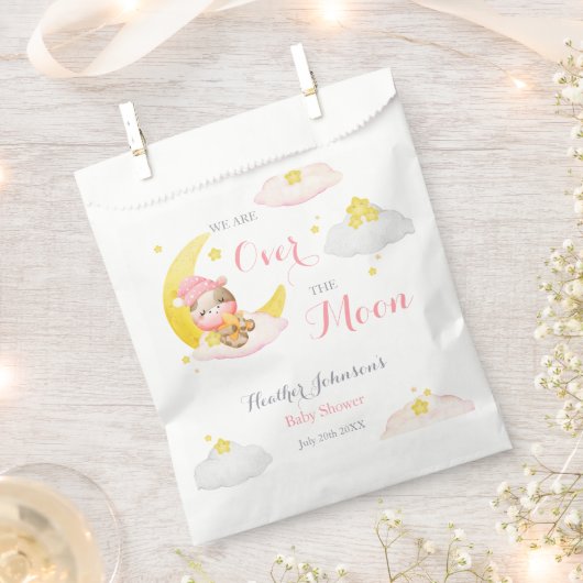 Over The Moon Meisje Koe Baby shower Bedankzakje (Geknipt)