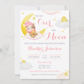Over The Moon Meisje Koe Baby shower Kaart (Voorkant)
