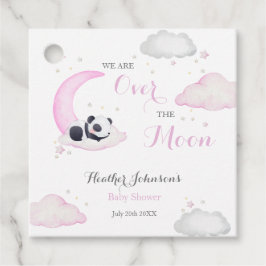 Over The Moon Meisje Panda Beer Baby shower Bedankjes Labels