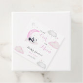 Over The Moon Meisje Panda Beer Baby shower Bedankjes Labels (In situ)