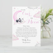Over The Moon Meisje Panda Beer Baby shower Bedankkaart (Staand voorkant)