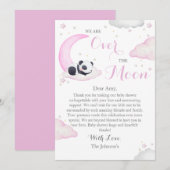 Over The Moon Meisje Panda Beer Baby shower Bedankkaart (Voorkant / Achterkant)