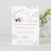 Over The Moon Meisje Panda Beer Baby shower Kaart (Staand voorkant)
