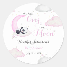 Over The Moon Meisje Panda Beer Baby shower Ronde Sticker