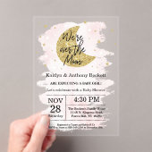 Over The Moon | Meisjes Baby Shower Acryl Uitnodigingen (Insitu (Draagbaar))