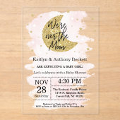 Over The Moon | Meisjes Baby Shower Acryl Uitnodigingen (Voorkant)