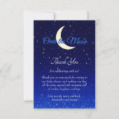 Over the Moon Midnight Blue Baby shower Bedankkaart (Voorkant)
