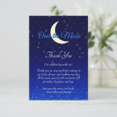 Over the Moon Midnight Blue Baby shower Bedankkaart (Staand voorkant)