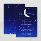 Over the Moon Midnight Blue Baby shower Bedankkaart (Voorkant / Achterkant)
