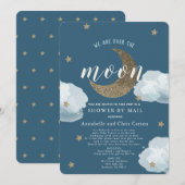 Over the Moon Midnight Blue Baby shower per post Kaart (Voorkant / Achterkant)