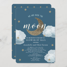 Over the Moon Midnight Blue Baby shower per post Kaart