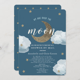 Over the Moon Midnight Blue Baby shower per post Kaart