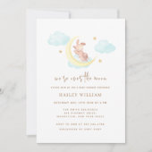 Over the Moon Minimalistisch klein konijntje Baby  Kaart (Voorkant)