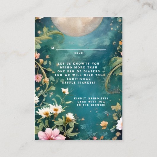 Over the Moon Moonlit Night Pink Flowers Baby Girl Informatiekaartje (Achterkant)