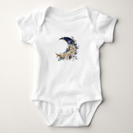 Over the moon nany gouden baby shower baby bodysui romper (Voorkant)