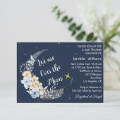 Over the Moon Navy Bloemen baby shower Modern Kaart (Staand voorkant)