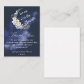 Over the Moon Navy Bloemen Dank u baby shower Notitiekaartje (Voorkant / Achterkant)