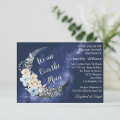 Over the Moon Navy Bloemig baby shower Stijlvol Kaart (Staand voorkant)