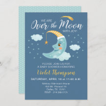 Over the Moon Navy Blue Boy Baby shower