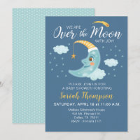 Over the Moon Navy Blue Boy Baby shower