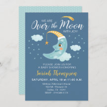 Over the Moon Navy Blue Boy Baby shower