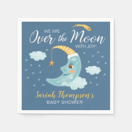 Over the Moon Navy Blue Boy Baby shower Servet