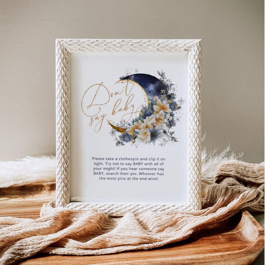 Over the moon navy gold Dont zeggen baby spel Poster